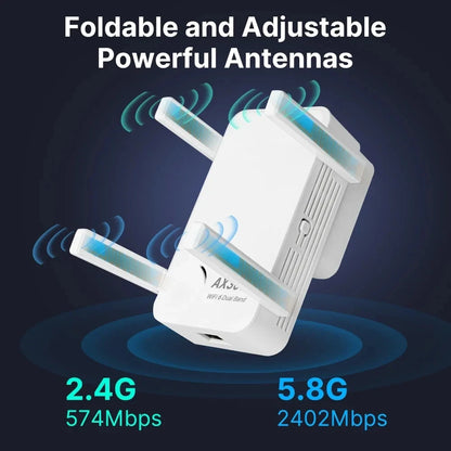 WIFI6 AX3000 Gigabit Wireless Repeater Router Dual Band 2.4/5Ghz Signal Booster 4 High-gain Antenna Long Range Amplifer for Home.