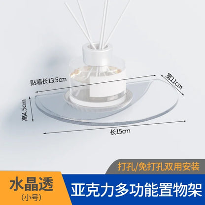 Bathroom Living Room Display Seamless Punch-free Fashion Decoration Color Acrylic Semi-circular Shelf Decoration Rack Storage