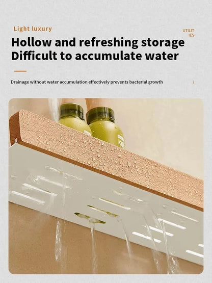 Holz Aluminium Material Badezimmer Regal Organizer Eckregal Shampoo Lagerregal Dusche Wandregal Badezimmer Organizer