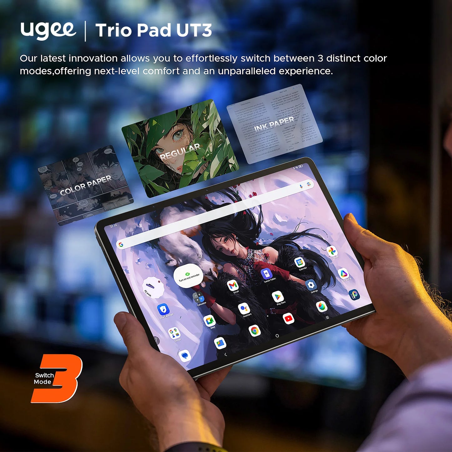 UGEE UT3 Fun Drawing Pad 14.25 inch 2400*1600 Resolution Android 14 System 60HZ Large Graphics Tablet Monitor 8GB+256GB.