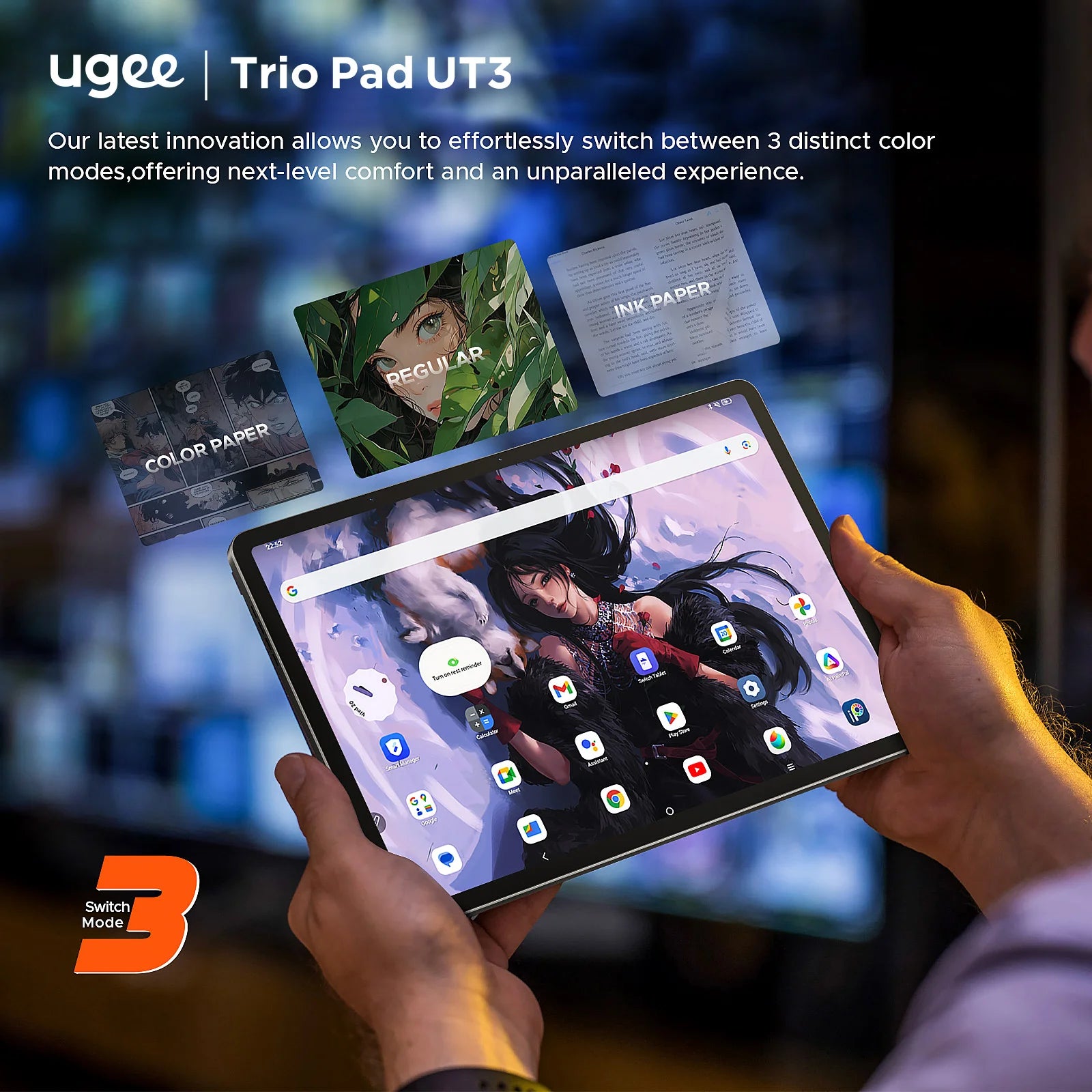 UGEE UT3 Fun Drawing Pad 14.25 inch 2400*1600 Resolution Android 14 System 60HZ Large Graphics Tablet Monitor 8GB+256GB.