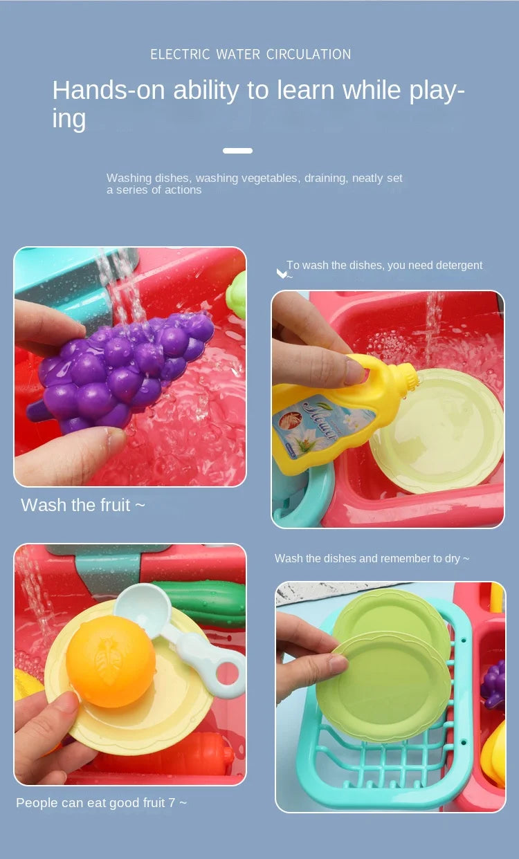 Kitchen Toy Plastic Dish Wash Sink Set Children Simulation Pretend Role Play Housework Kit Early Educational Toys for Children.