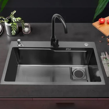 Stainless Steel Kitchen Sink Household Large Single Slot Wash Dish and Wash Vegetables Basin Multifunctional Undermount Basin