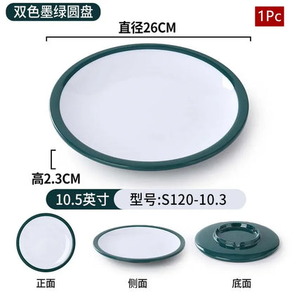 1Pc Commercial Melamine Tableware Household Plastic Dinner Plates Round Barbecue Salad Dishes Plate Kitchen Accessories