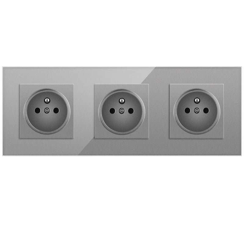Nywp Französisch standard stecker, glas wallboard, Französisch netzteil, 16a 220V erdung buchse, kind schutz tür