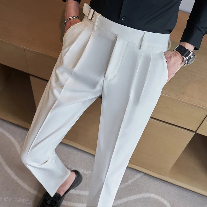 Navy Men's Suit Pants, White Black Trousers, Gray Khaki Pantalones Hombre Fashion Slim Male Pant, 28 29 30 31 32 33 34 36.