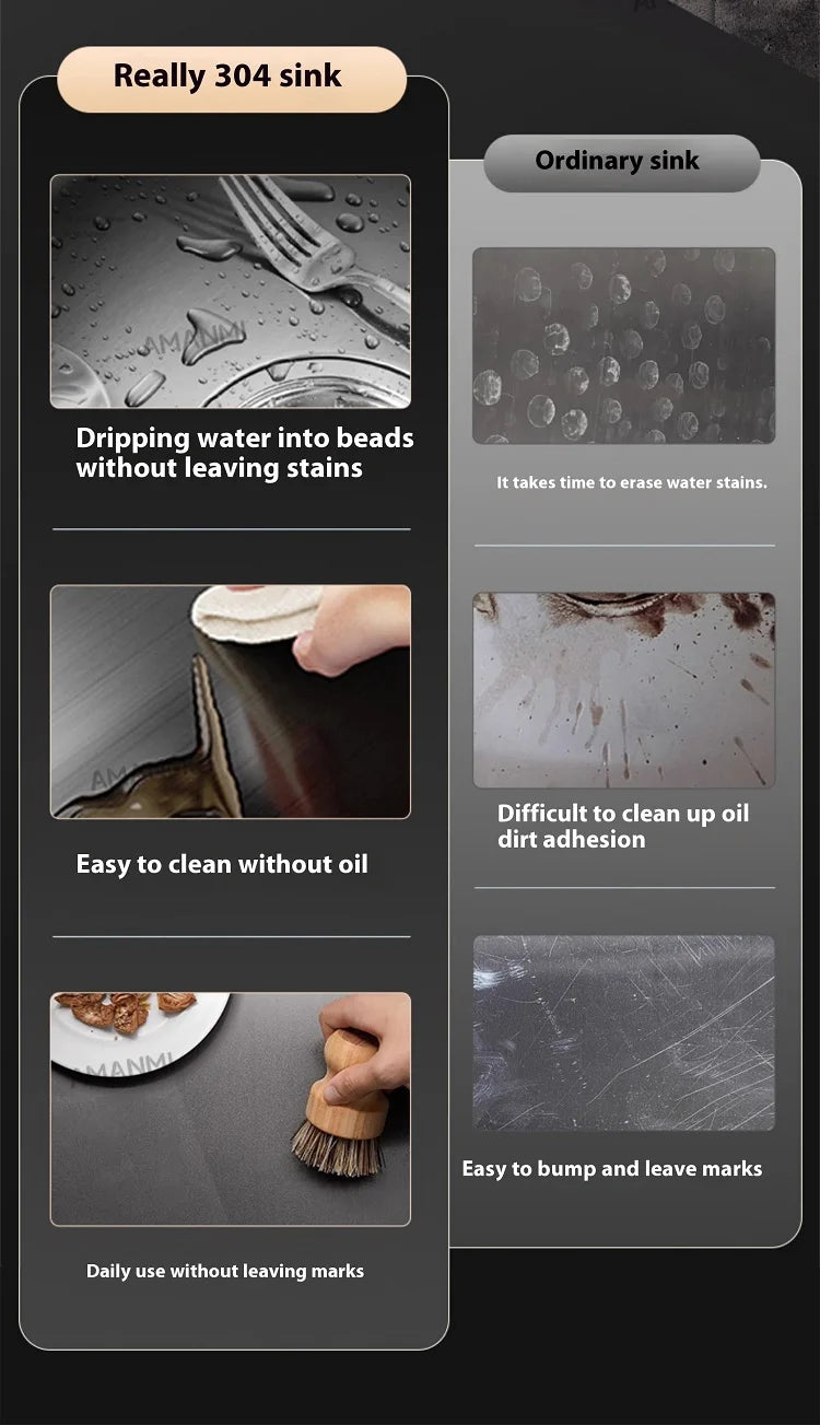 Water Catalyst Stainless Steel Kitchen Sink Multifunctional Smart Double slot Cleaning Ingredients Dishes Kitchen Sink