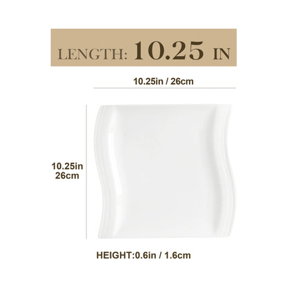 MALACASA 6/12 Piece Flora 10.25" Ivory White Porcelain China Ceramic Cream White Dinner Plates for Dinner/Cake/Beef/Pasta/Fruit.