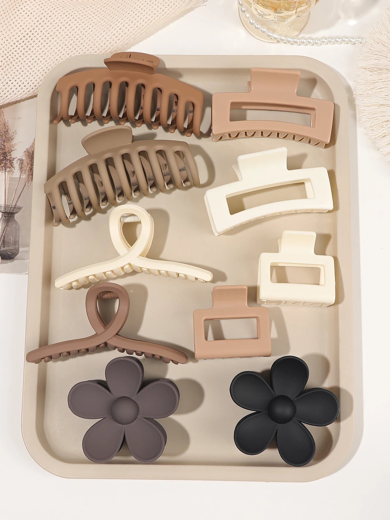 7/8Pcs Neutral Color Hair Clips for Women 4.7Inch Large Hair Claw for Thin Thick Hair,Big Matte Banana Clip,Strong Hold jaw clip