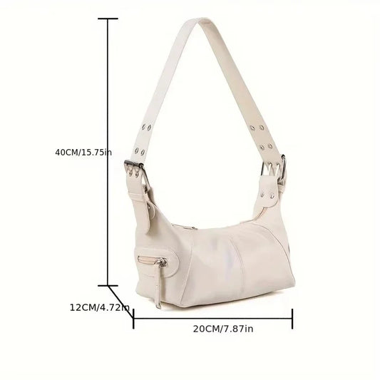 Underarm bag cool pull girl niche design shoulder bag retro leather zipper handbag.