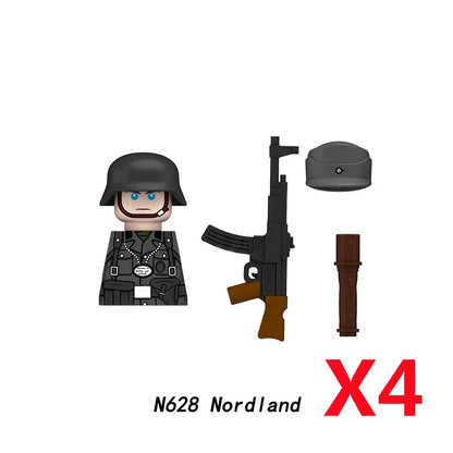 Military WWII Figure Building Blocks Accessories MP40 Rocket Launcher MG42 Officer Army Camouflage Soldier Pzf 98K Toy Gift N029