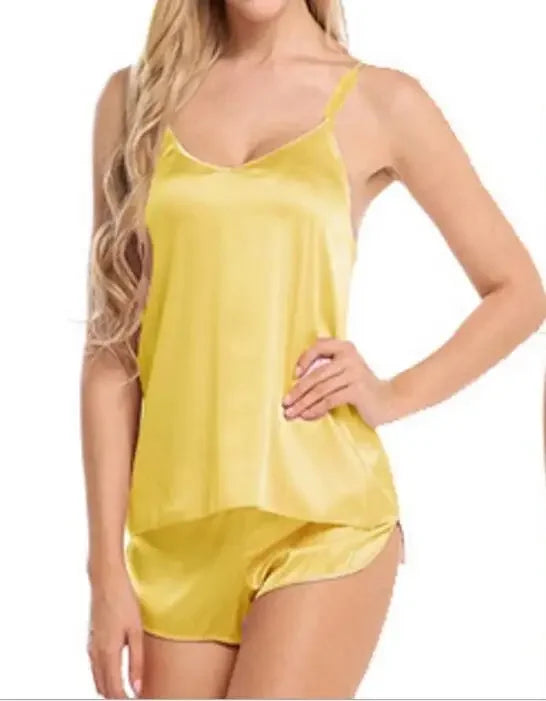 Sexy Damen-Pyjama-Sets, 2025, rosa Pyjamas für Damen, Spaghetti, ärmellose Tops + Shorts, Heimanzug, Sommer-Cami-Nachtwäsche mit V-Ausschnitt.