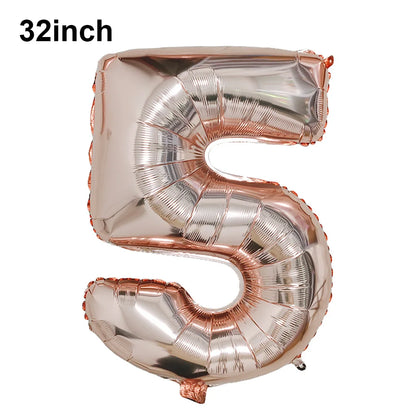 Blauer Ballon mit großen Zahlen, 32 Zoll, 0, 1, 2, 3, 4, 5, 6, 7, 8, 9, Geburtstag, Bachelorette-Luftballons, Figur, Golob-Party-Ballon-Dekoration