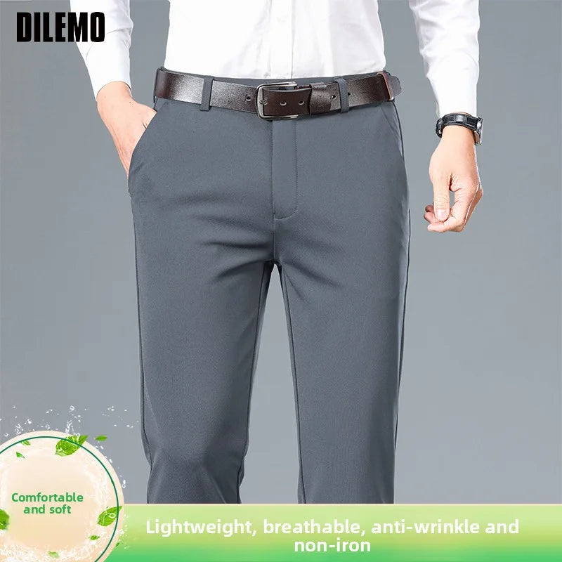 Top Quality New Brand Casual Fashion Long Pants Business Hight Stretch Straight Comfortable Korean Trousers Men Clothing.