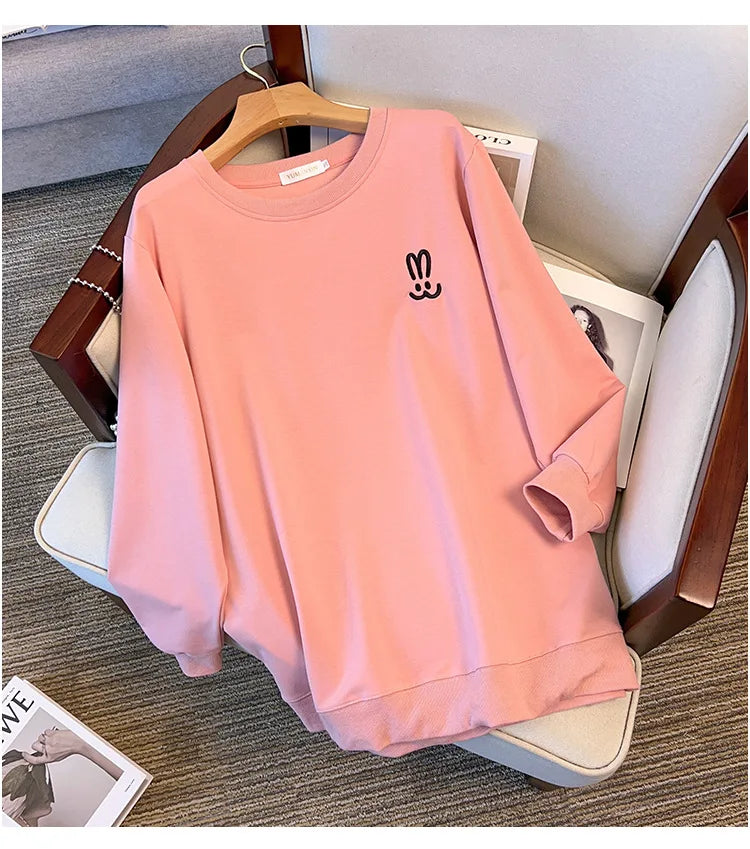 170kg plus size Damen büste Herbst lose Rundhals-Kaninchen-Sweatshirt Langarm lässig Top 6xl 7xl 8xl 9xl 10xl 11xl.