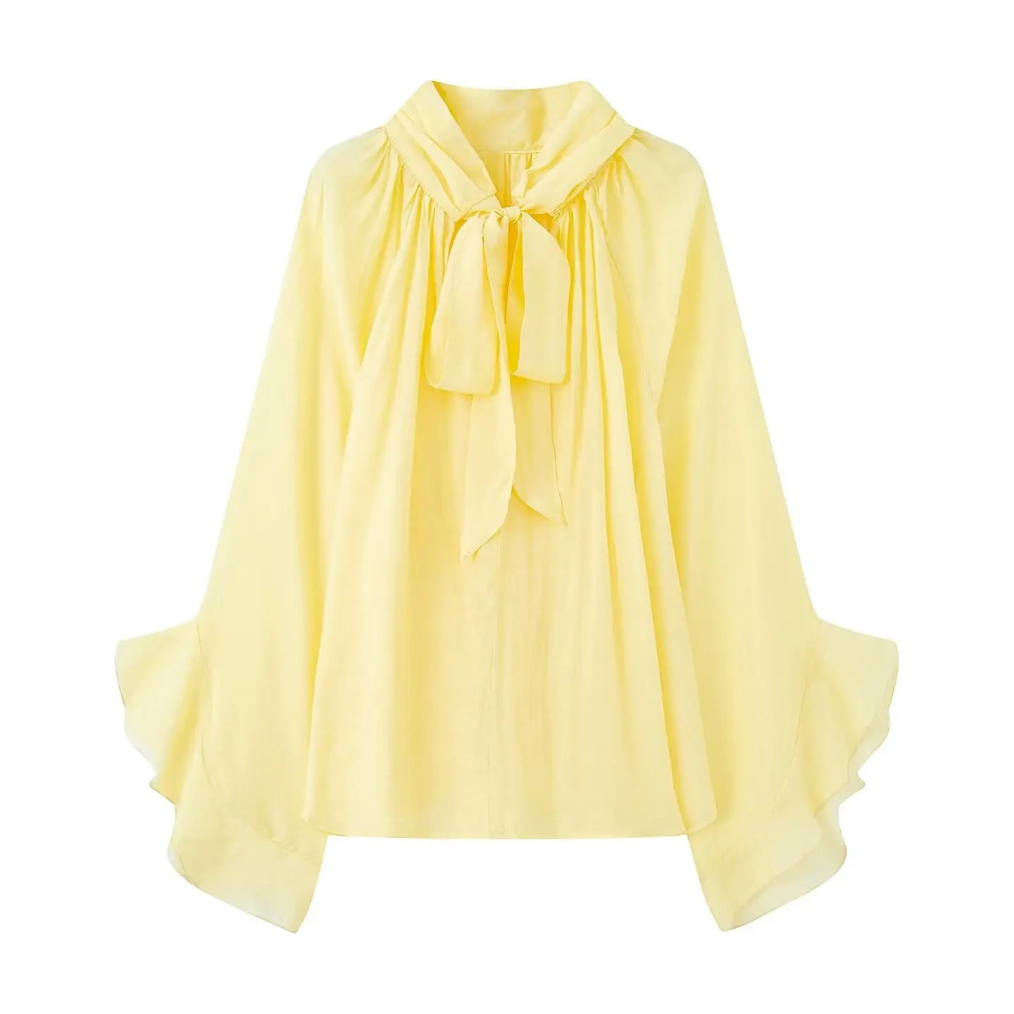 NLZGMSJ Bow DecorationLoose Long Sleeved Blouses For Women New Fashion Ruffle Edge Shirts and Blouses Woman Top.