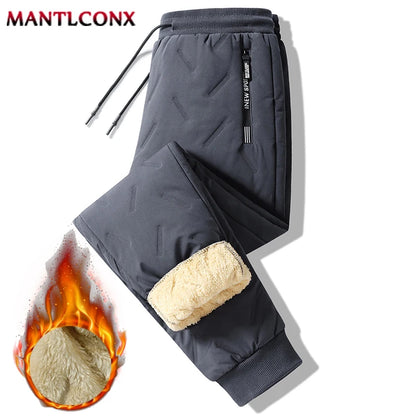 New Fleece Warm Winter Men's Pants Casual Thicken Joggers Pants for Men Thermal Padded Trousers Black Sweatpants Men Waterproof