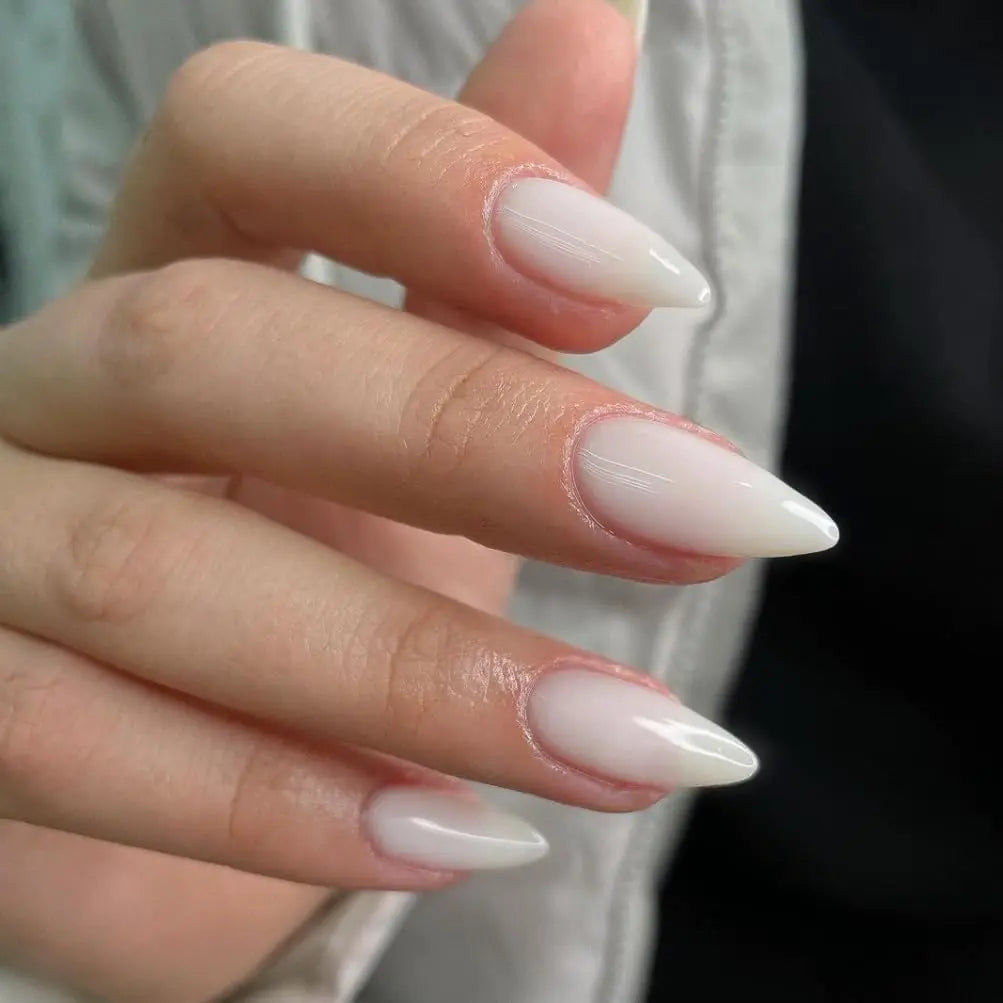 120Pcs Shinny Milk White Press on Nails Medium Almond Fake Gel Nails Glossy Solid Colored Fake Nail Tips Daily Wear Manicure DIY.