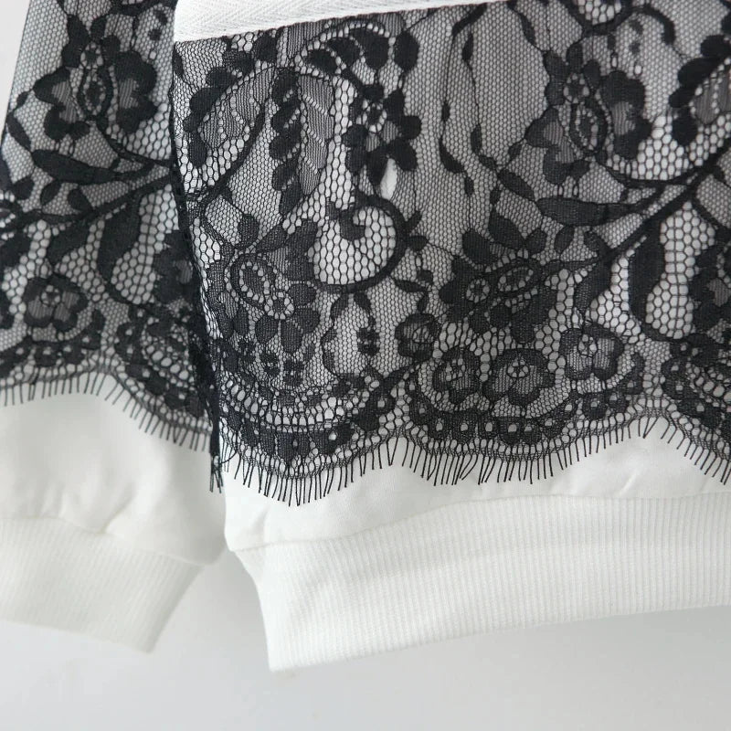 LZH Spring Autumn Girls Sports Suits Children Clothing Toddler Clothes Lace Warm Hooded Costume Outfit Kids Tracksuit Sets 3-8Y.