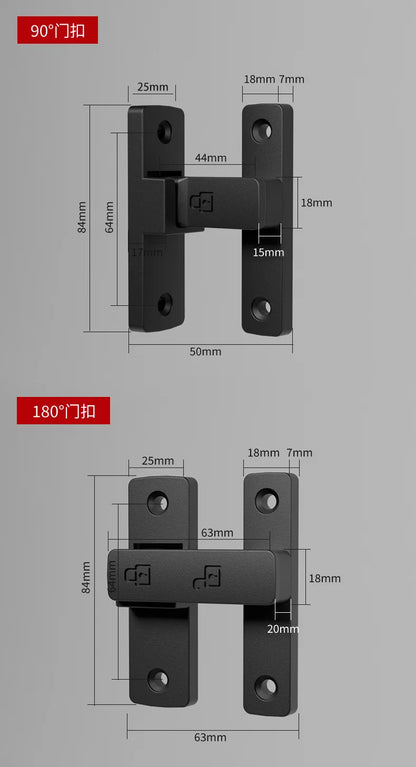 Riegel Riegel Indoor Non-Punch Türschloss Badezimmer Schiebetür Schnalle Schiebetür Snap Altmodische oberflächenmontierte Zimmertür
