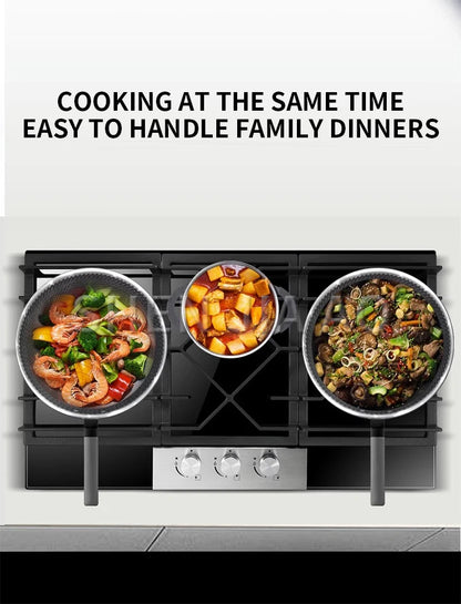 JYZ/T-733-PCB Gas Stove Three Eyes Stove Household Desk Embedded Dual-use Double Stove Natural Gas Liquefied Gas Stove.