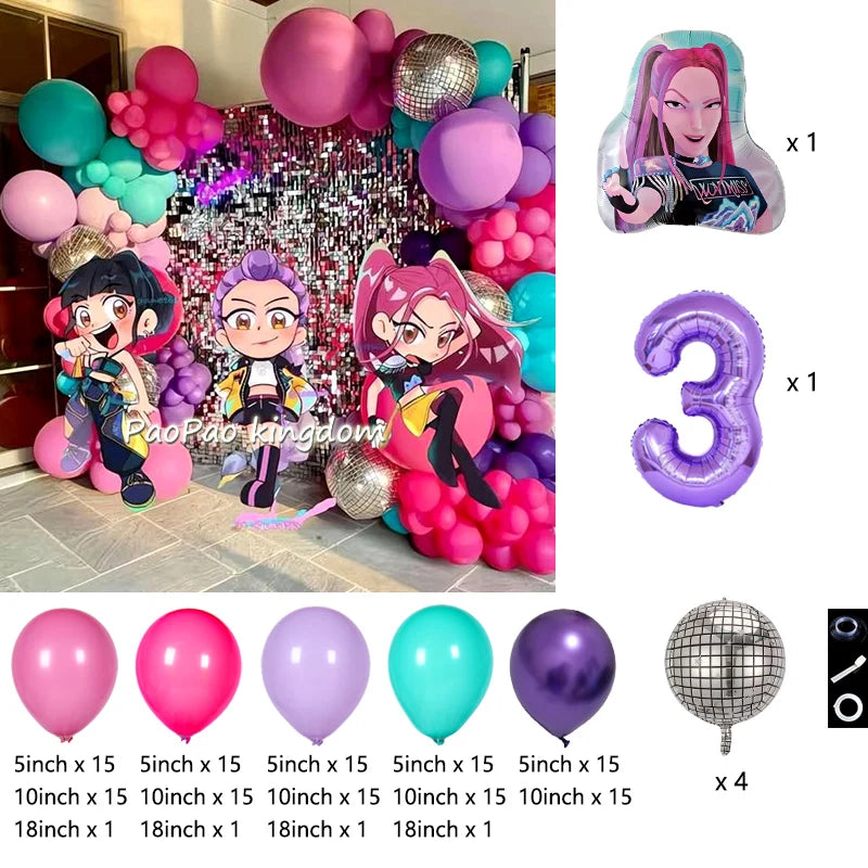 Kpop Dämonenjäger Themen Mädchen Geburtstag Luftballons Dekoration Anzahl Ballon Partyzubehör Babyparty Film Halloween Ballon