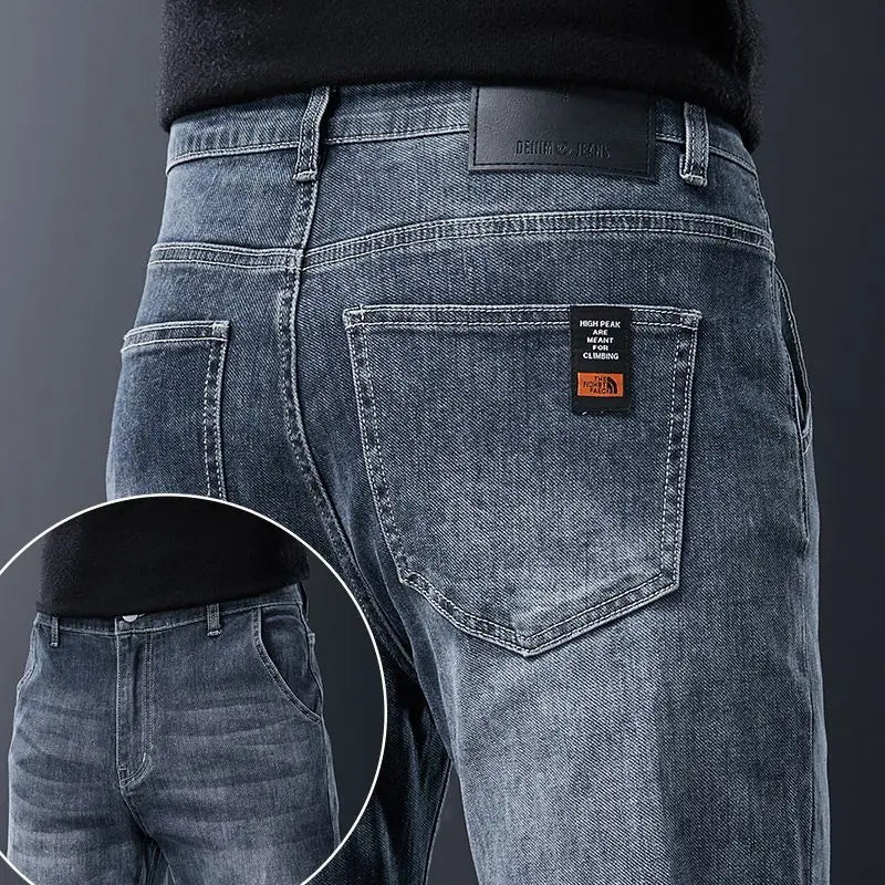 Autumn Winter Men's Fashion Casual Stretch Straight-leg  Jeans Men Streetwear Denim Jogger Pants Men Baggy Harem Jean Trousers.