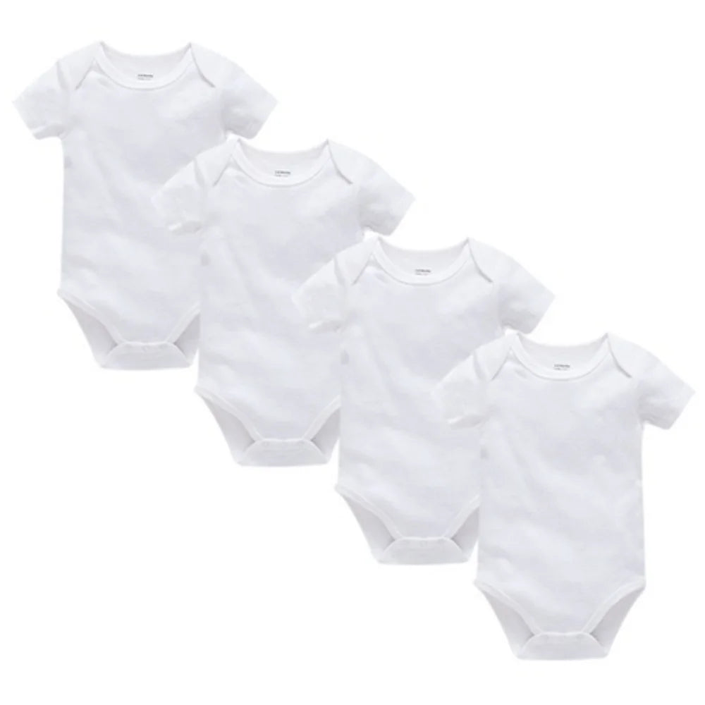Kavkas 4 Teile/los Baby Mädchen Jungen Body 0-24 Monate Kurzarm 100 % Baumwolle Solide Weiß Neugeborene Kleidung.