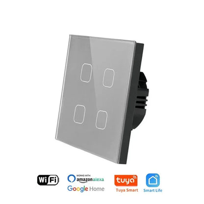 Smart Switch ohne Neutralleiter 1 2 3 4 Gang Wifi Wandleuchte Touch-Schalter Eu 220 V Tuya Smart Home unterstützt Alexa Google Home