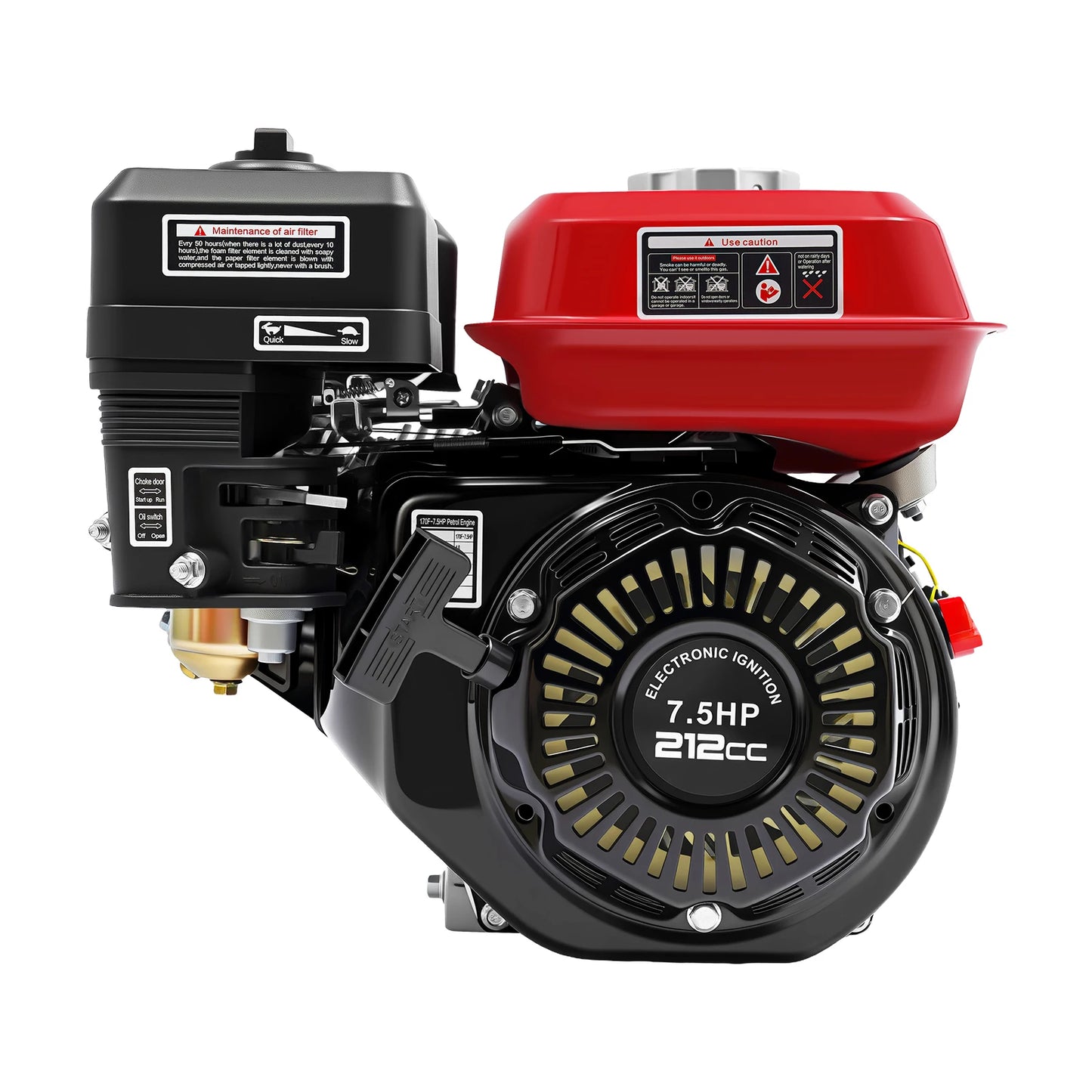 4-Takt-Benzinmotor 212 cc, 7,5 PS, 4000 W, 3600 U/min, Einzylinder-Handgezogener Benzinmotor, Durchmesser der Kurbelwelle ist 20 mm