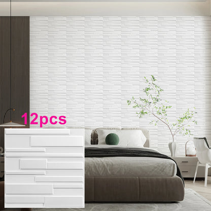 KUUJOJO 12pcs 3D textured wall panel for indoor wall decoration, suitable for living room, hall, bedroom, hotel, office