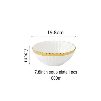 1pcs Upgrade white porcelain plates for food, dinner dishes, salad, soup bowls, ceramic porcelain plates, and tableware