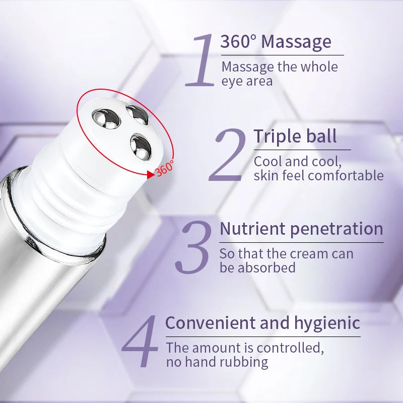 O'CHEAL Anti Wrinkle Anti Dark Circle Eye Cream Roller Massager Moisturizing Eye Bags Anti Aging Hyaluronic Acid Eye Skin Care.