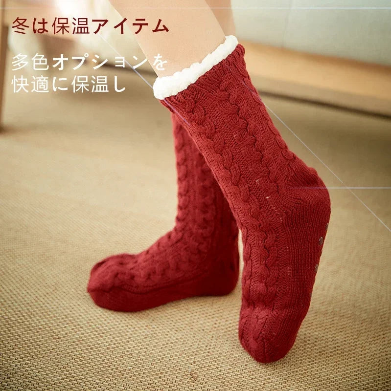 Womens Fuzzy Thermal Sock Plush Grip Hemp Winter Soft Female Home Indoor Warm Bedroom Non slip fluffy Thick Slipper Floor Sock.