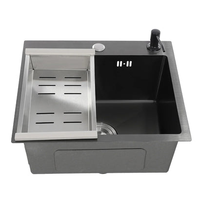 Küchenspüle aus Edelstahl 201 mit Wasserhahn, Seifenspender für Häuser, Restaurants, Wäschezimmer, Keller, 45 x 40 x 20 cm