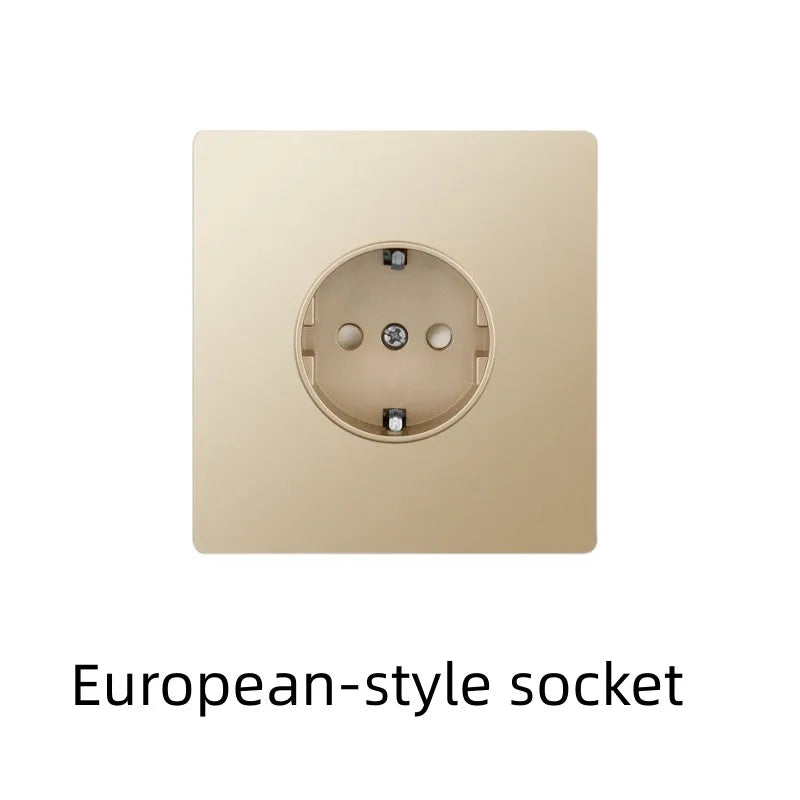 UK Standard 13A Gold USB Stecker Wandsteckdose Lichtschalter, 220V Universal 6-Loch-Doppelsteckdose mit 2,1A USB-Ladeanschluss