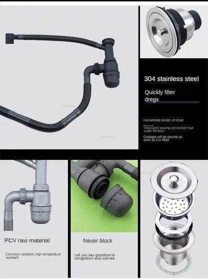 Hidden Stainless Steel Kitchen Sinks Modern Kitchen Accessories with Cover Kitchen Sink Dish Drainer Light Luxury Single Tank L