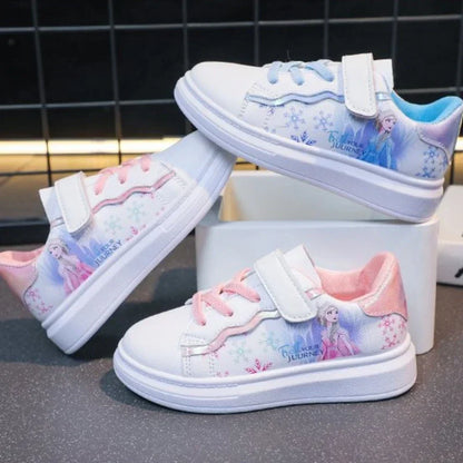 Disney Kids Girls Shoes 2024 New Children Sneakers Girls Elsa Frozen Princess Casual Sport Shoes Student Shoes Teen Shoes.