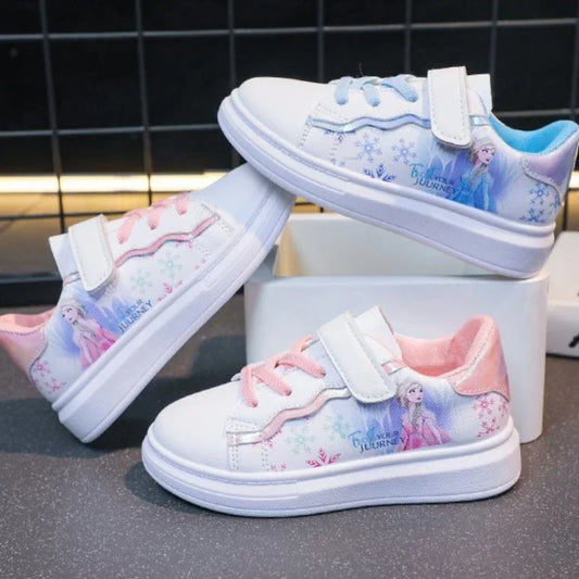 Disney Kids Girls Shoes 2024 New Children Sneakers Girls Elsa Frozen Princess Casual Sport Shoes Student Shoes Teen Shoes.