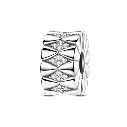 Silver Clasp 925 Sterling Silver CZ pave Clip Charms Daisy Beads Stopper Safety Chain fit Original Bangle Bracelet Jewelry Clip