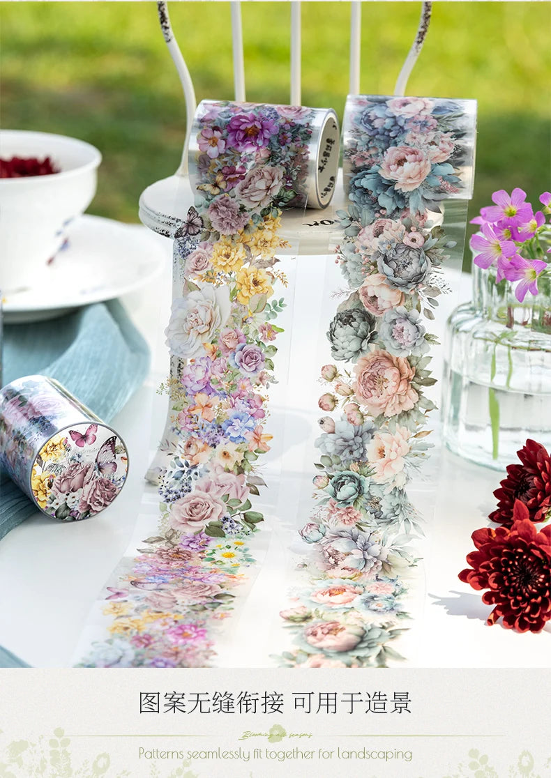 50mm*2m PET Natural Plant Flowers tape Sticker Decorative collage Adhesive Diy Scrapbooking hand made Masking tape.