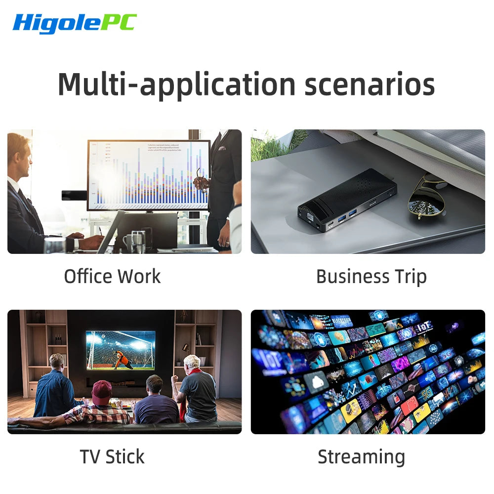 Higole PC Stick Fanless Mini PC Intel J4105 Windows 11 WiFi5 4/8GB 64/128/256GB Laptop Desktop PC 4K TV Stick PC Mini Computers.