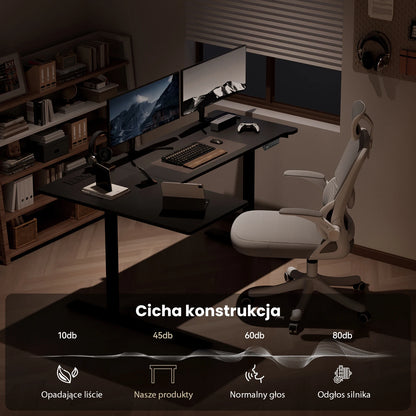 Elektrisch höhenverstellbarer L-förmiger Schreibtisch Ergonomischer Computertisch mit USB und Steckdose für Büro und Zuhause