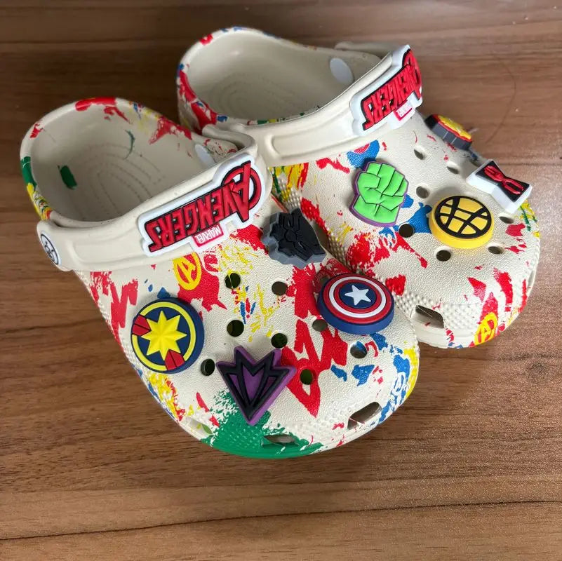 Children Slippers The Avengers Anime Disney Marvel Kawaii Hole Sandals Eva Beach Breathable Shoes Outdoor Non Slip Comfort Gifts.