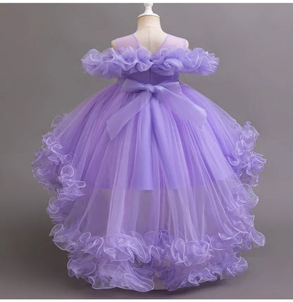 3-10 Jahre altes Mädchen Kinder schleppendes Kleid neues elegantes Mädchen Performance Puffrock Prinzessin Rock Blume Kinder Hochzeit Mädchen.