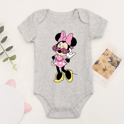 Niedliche Leopard Minnie Maus Disney Newbron Bodys Baby Kleidung Sommer Kurzarm Baumwolle Minnie Kawaii Stram pler Overall.