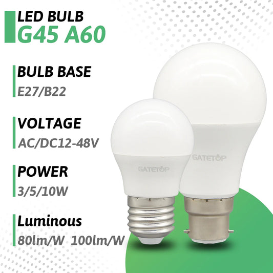 1-10PCS LED AC DC 12V 24V 48V Glühbirne E27 B22 Basis Niederspannung Glühbirnen für Boot RV Schuppen Off Grid Kabine Solar Power.