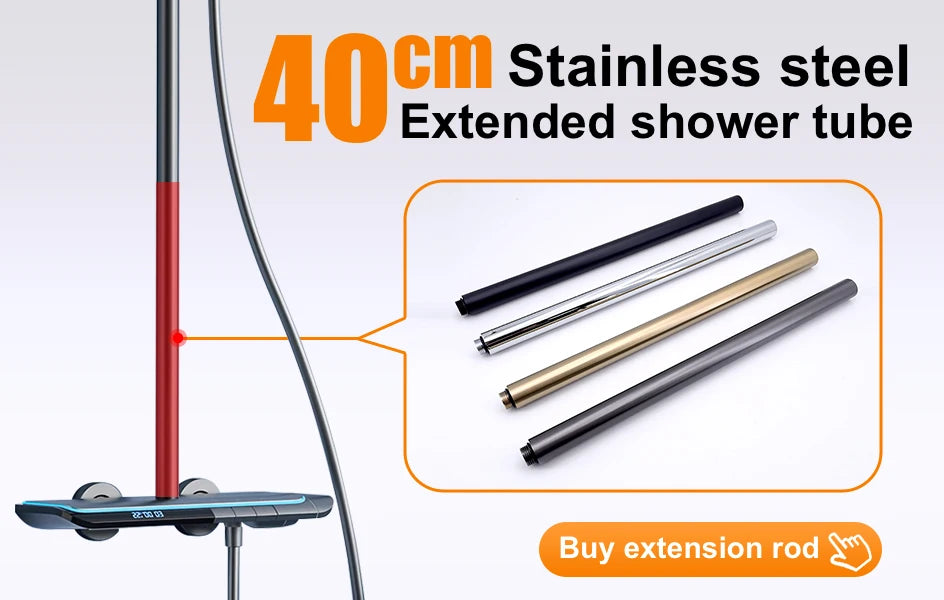 VGX Thermostatic Shower System Set Smart Digital Bathroom Shower Faucet Set Temperature Display Rainlfall Bathroom Shower Set