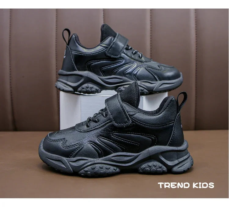 Children White Running Shoes Kids Fashion Sneakers PU Soft Breatheable Comfortable Boys Girls School Sports Shoes Size 26-37