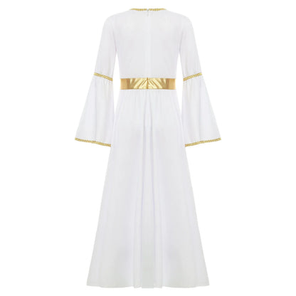 Kinder Mädchen Engel Kostüm Weiß Griechischer Gott Robe Halloween Cosplay Kleid Rollenspiel Karneval Performance Kleid mit Flügeln Dress Up